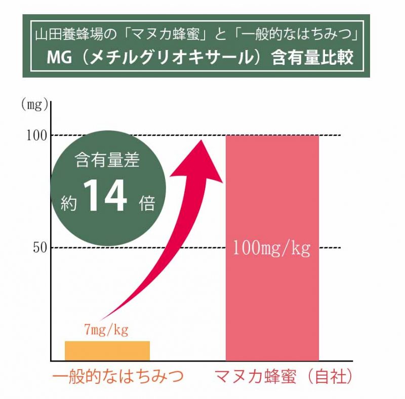 クリームマヌカ蜂蜜　MG含有量比較