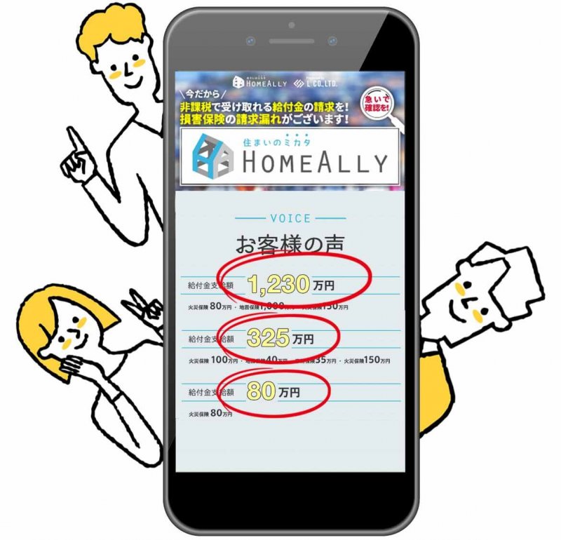 ホームアリー 調査 給付金例